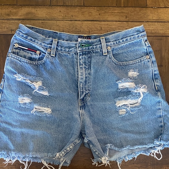 Tommy Hilfiger Pants - VINTAGE Tommy Hilfiger Distressed Light Blue Denim Shorts